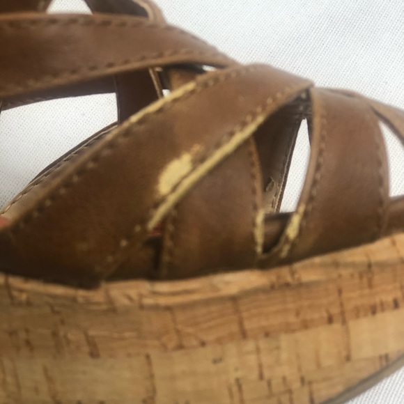 BROWN WEDGE OPEN TOE HEELS / SIZE 7.5 - Picture 5 of 7